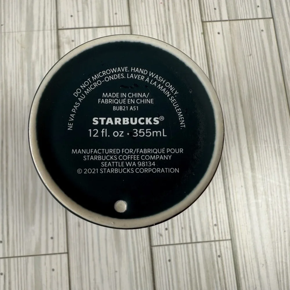 Starbucks Blue Peacock Rising Floral Ceramic  Coffee‎ Travel Tumbler 12oz